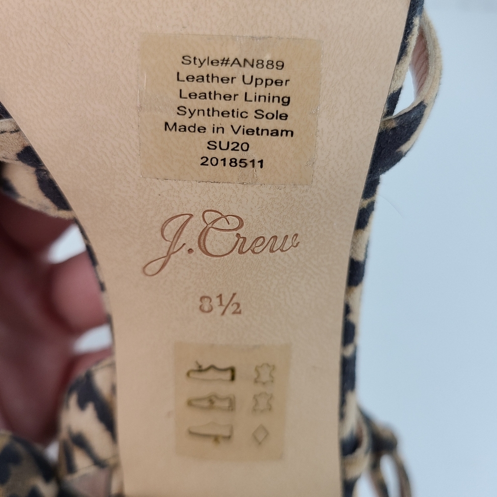 J. Crew Odette suede leather leopard print strappy block heeled sandals 8.5 - Picture 11 of 12